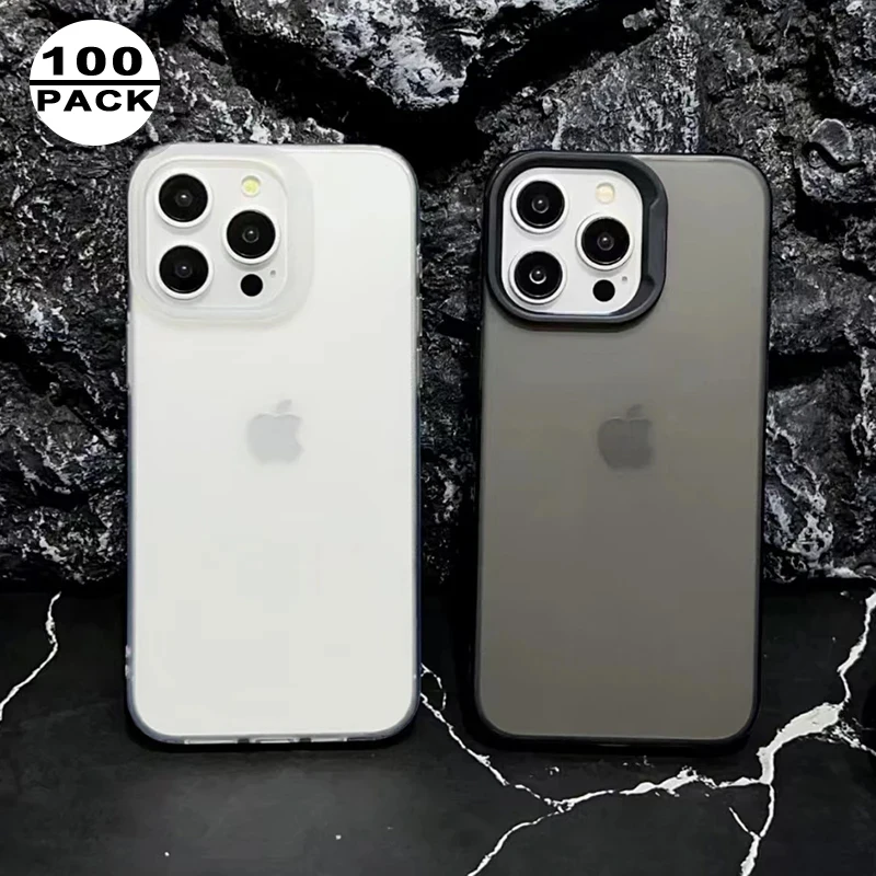 Wholesale 100pcs Matte Tpu Phone Case For Iphone 15 Pro Max 14 Plus 13 Transparent Shockproof Protective Soft Back Mobile Cover