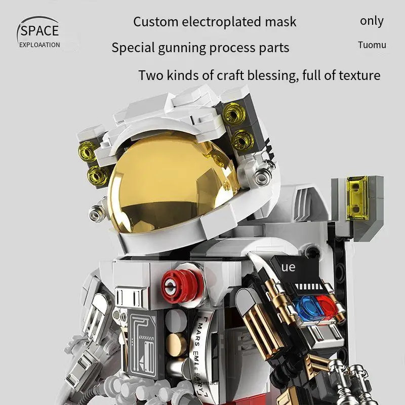 Astronauta aeroespacial montagem semi mecânica bloco de construção série espaço modelo foguete bloco de construção kit brinquedo das crianças