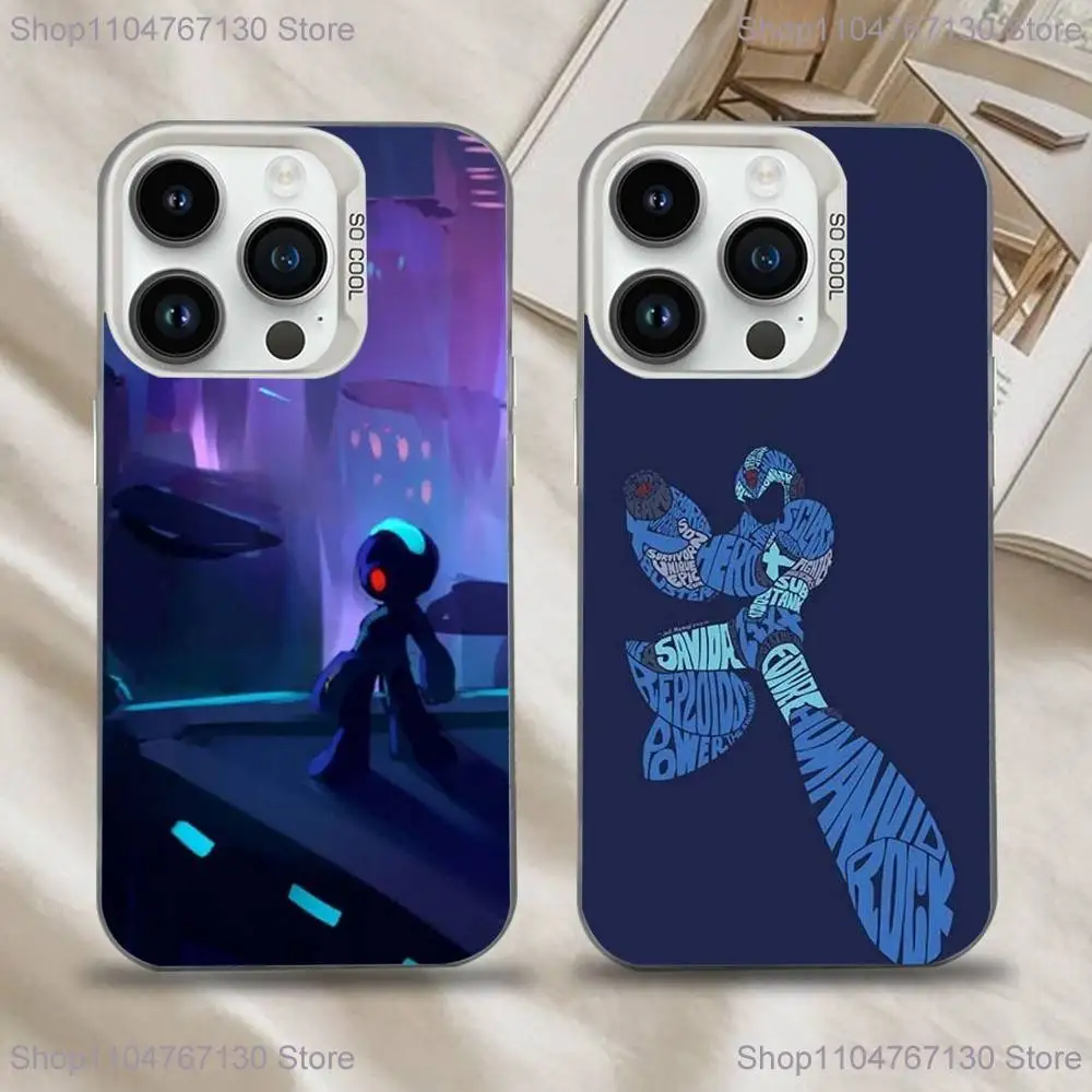 

R-Rockman M-Megaman Game Phone Case For iPhone 16,15,14,13,12,11,Mini,Pro,SE,MAX White Matte Shockproof Cover