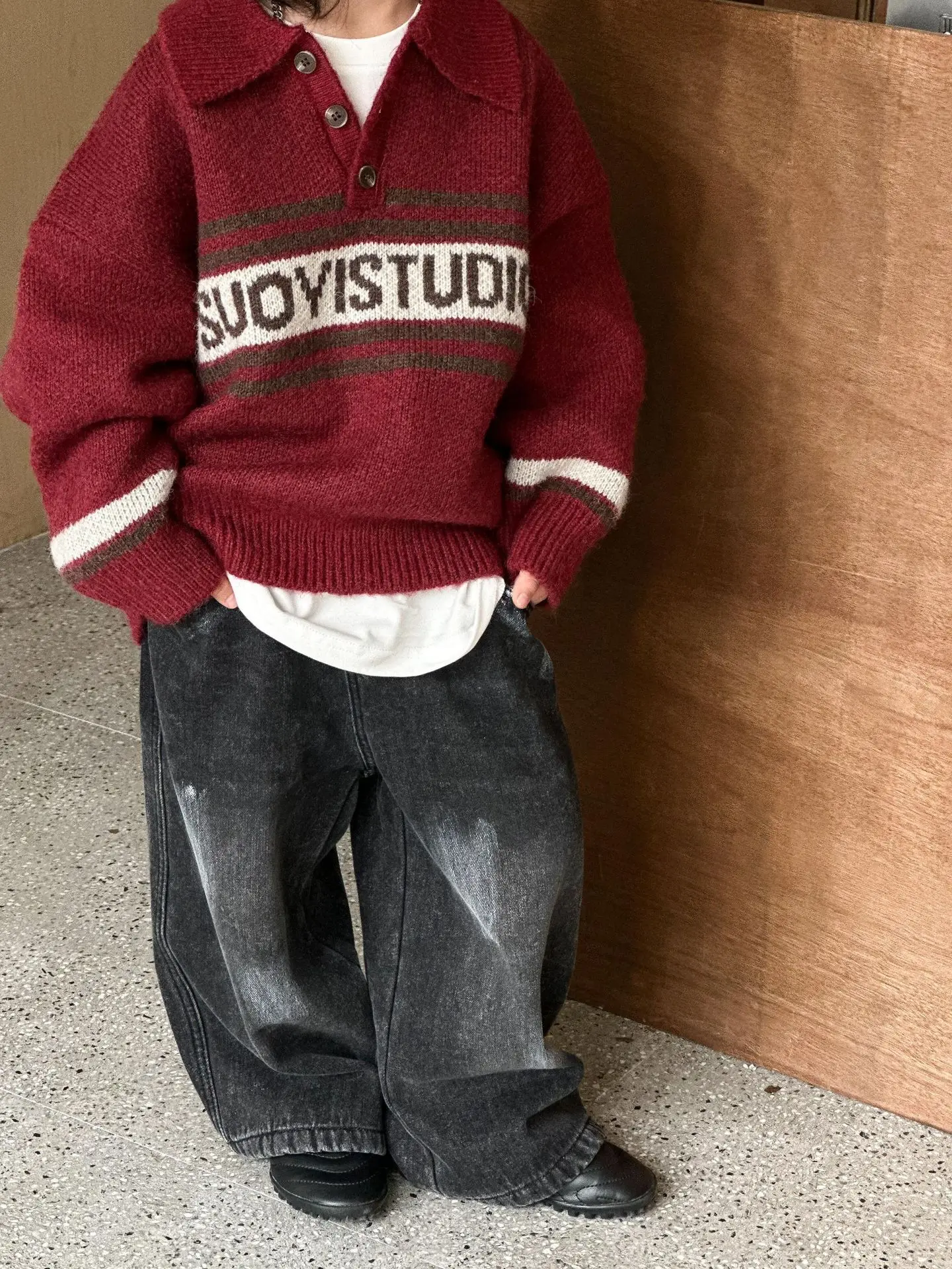 

New Winter Children's Fleece Jeans for Boys, Small and Small Children's Korean Style Versatile Trousers with Wide Legs