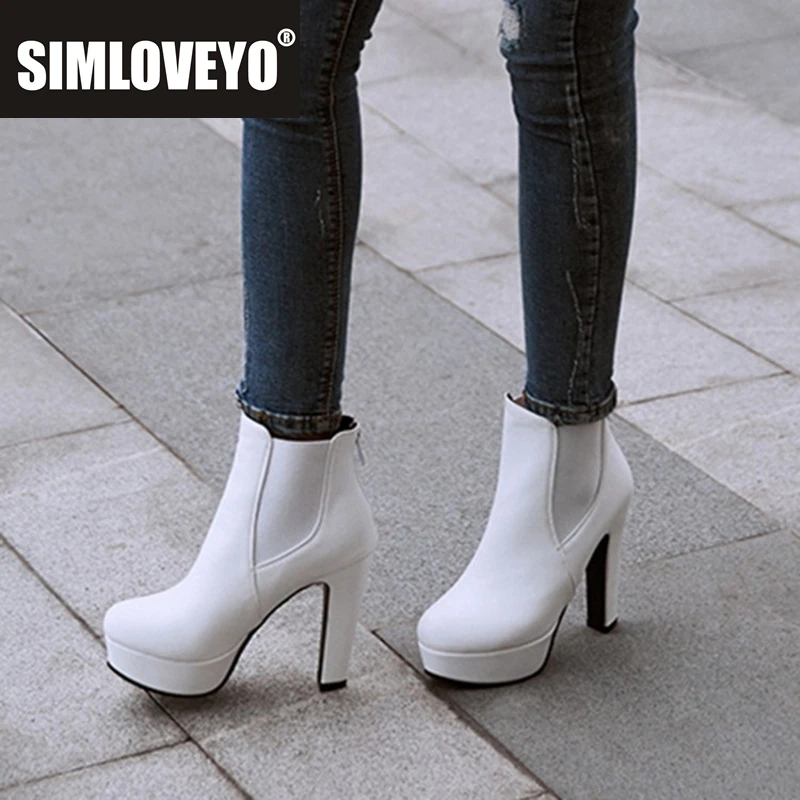 

SIMLOVEYO, модные женские ботильоны 2025 года, пикантные туфли на высоком каблуке 12 см, черно-белые туфли на каблуке, женские туфли на молнии 48, 49 50,
