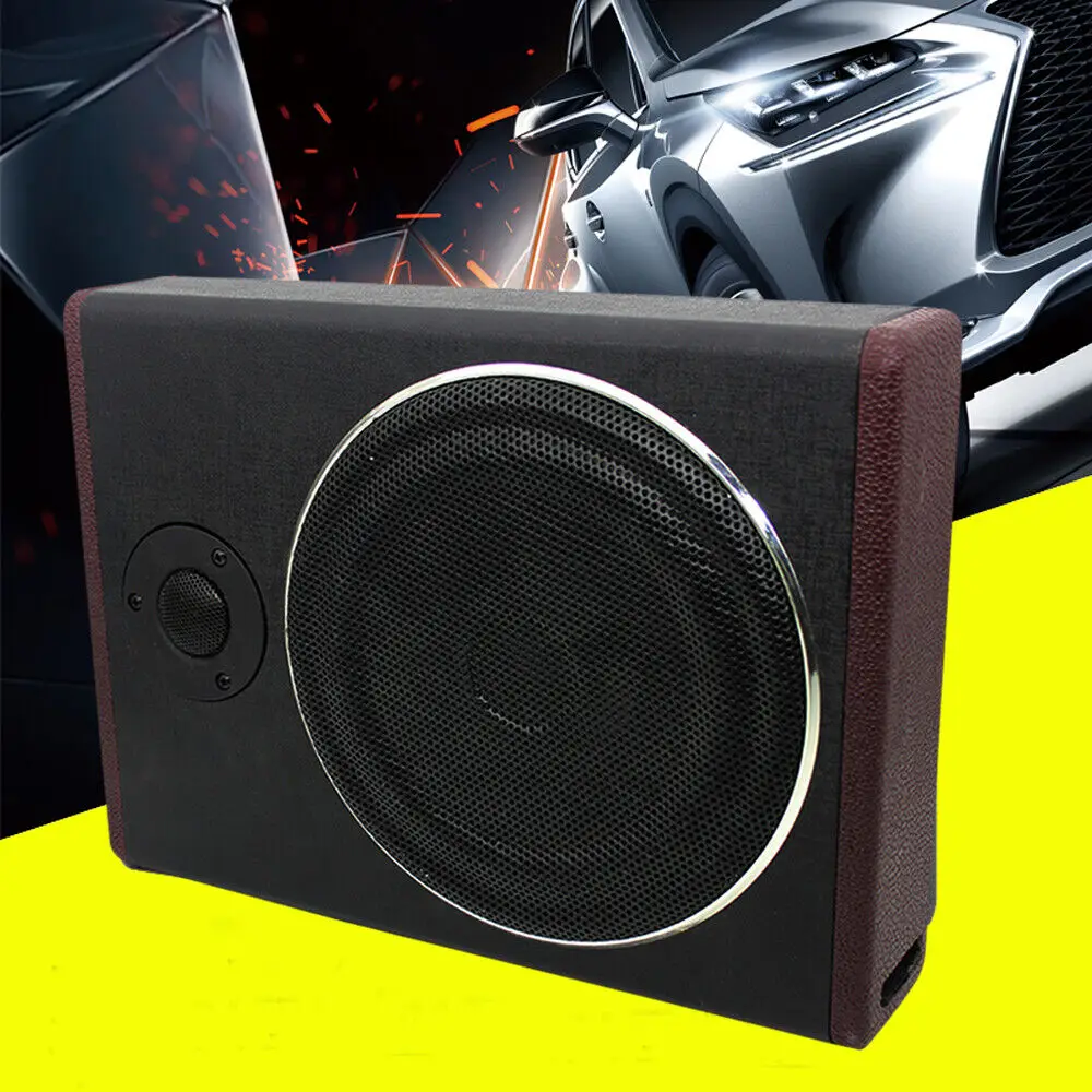 12V 600W ze stali nierdzewnej Ultra cienki samochodowy aktywny Subwoofer samochodowy głośnik 8 cali pojazd Audio