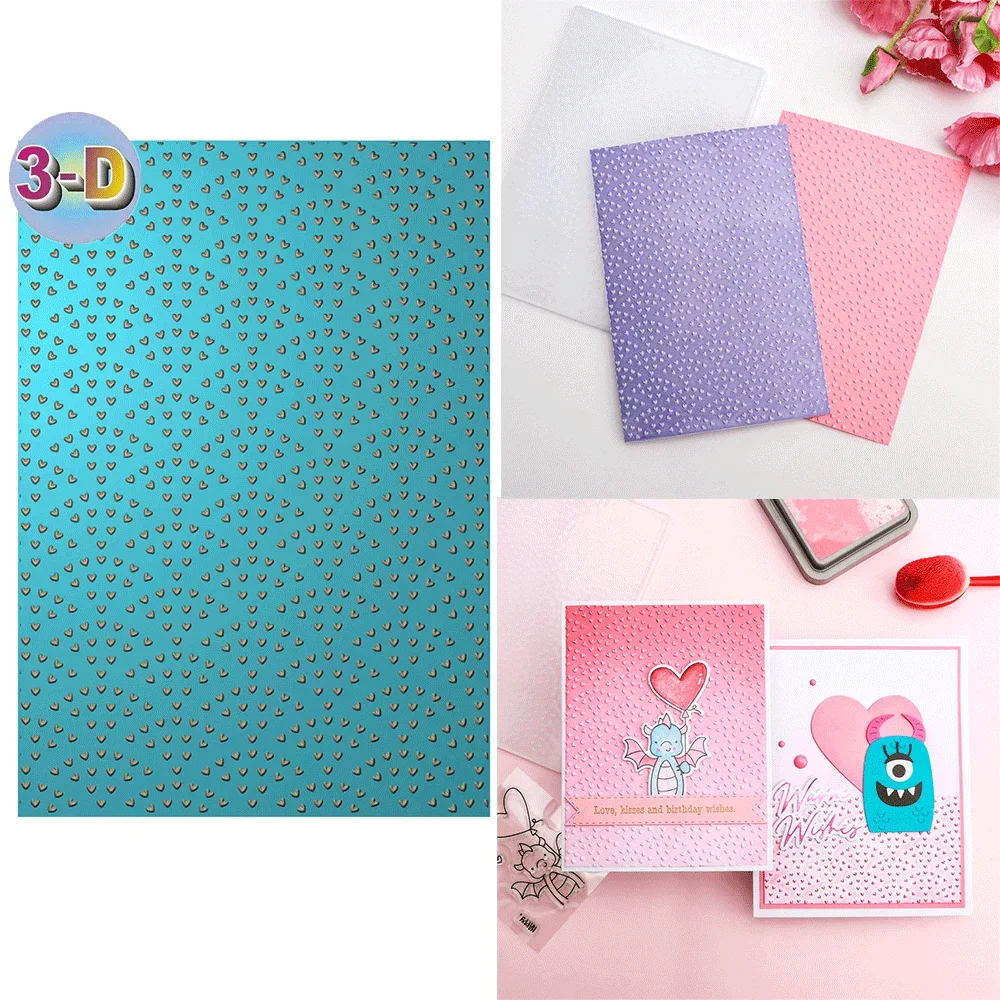 Tiny Heart Scallop 3D Embossing Folder and Matching Die for Adding Textured Detail To Paper Crafting Wedding Card Making art