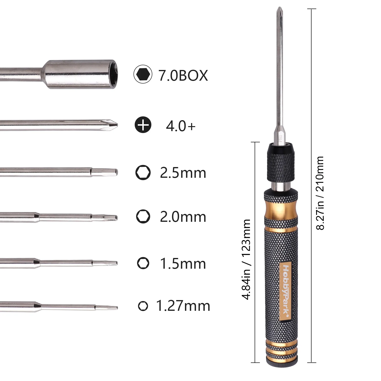 Hobbypark RC Hex Driver Screwdriver Kit for RC Crawler Cars Trucks 1.27mm 1.5mm 2.0mm 2.5mm Phillips Hex Nut Wheel Wrench 6-in-1