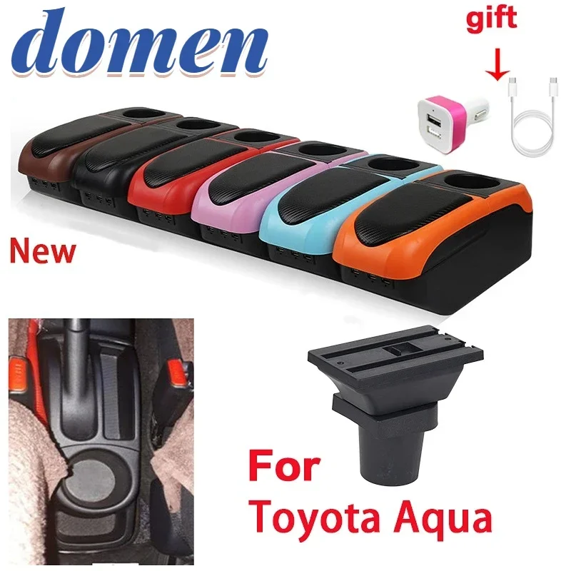 

For Toyota Aqua Armrest For Toyota Aqua Prius C Interior Parts special Retrofit Car Armrest Center Storage box USB cup holder