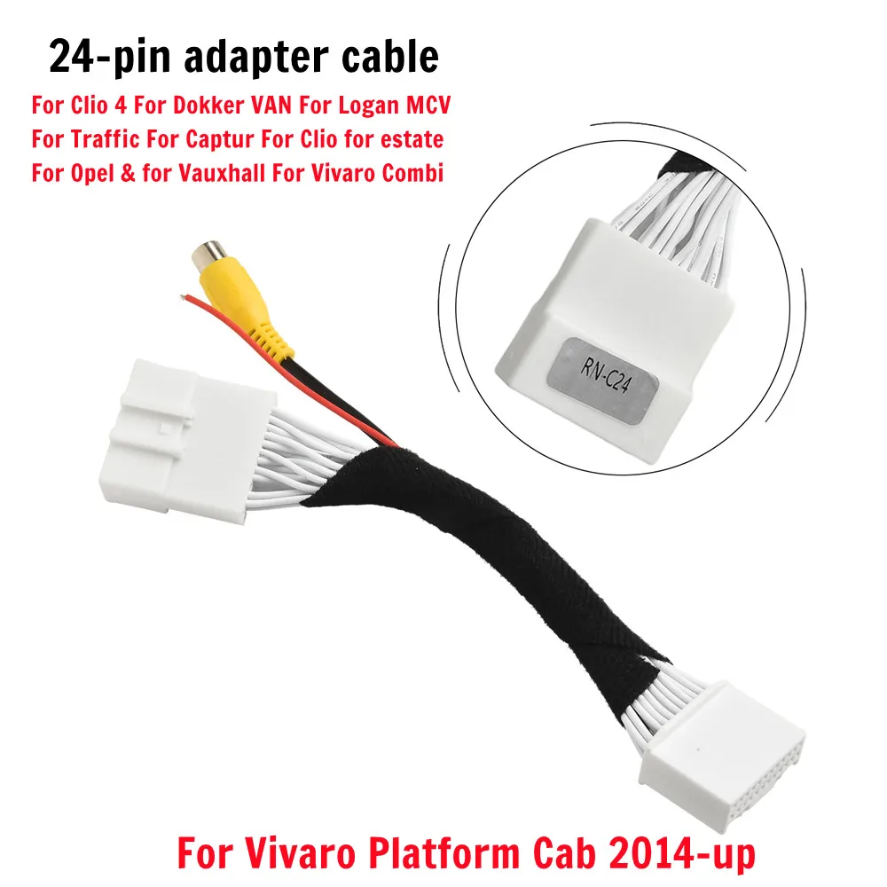 Reverse Camera Video Wire Cable Plug Adapter For Opel & for Vauxhall:For Vivaro 2014-up 24 Pins Plug Original Harness Reverse