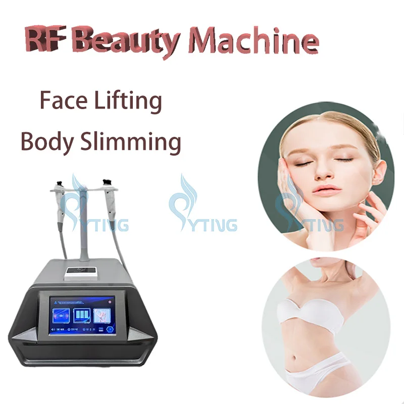 

2 Handles RF Radio Frequency Facial Lifting Machine Leg Butt Waist Skin Tightening Body Slimming Anti Aging