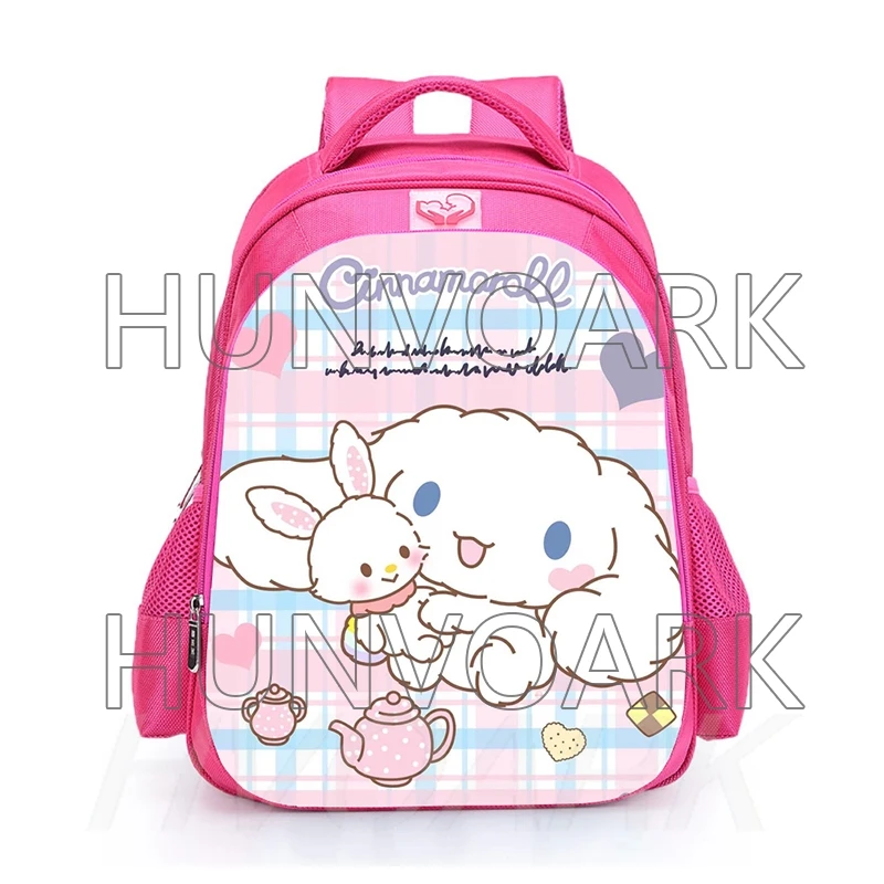 Mochila de dibujos animados Cinnamoroll para estudiantes de escuela primaria, Grado 1 a 6, protección de la columna vertebral, reducción de carga, bolsas escolares dobles