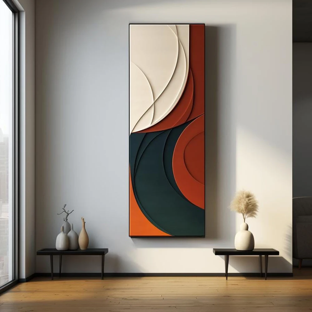 3D Minimalist Abstract Large Textured Wave Wall Art Poster Wabi-Sabi Art Bedroom Decor Beige White Neutral Tones Canvas Painting view 3