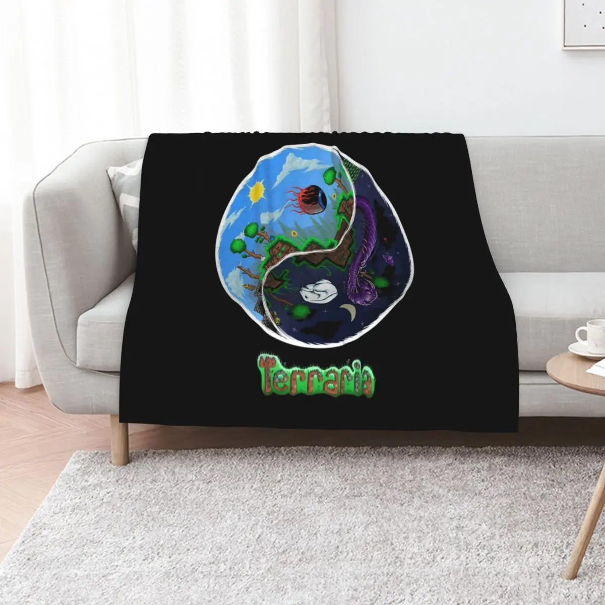 Terraria Game Night And Day Horror Design Throw Blanket Luxury Brand Polar halloween Hairy Soft Plush Plaid warm winter Blankets