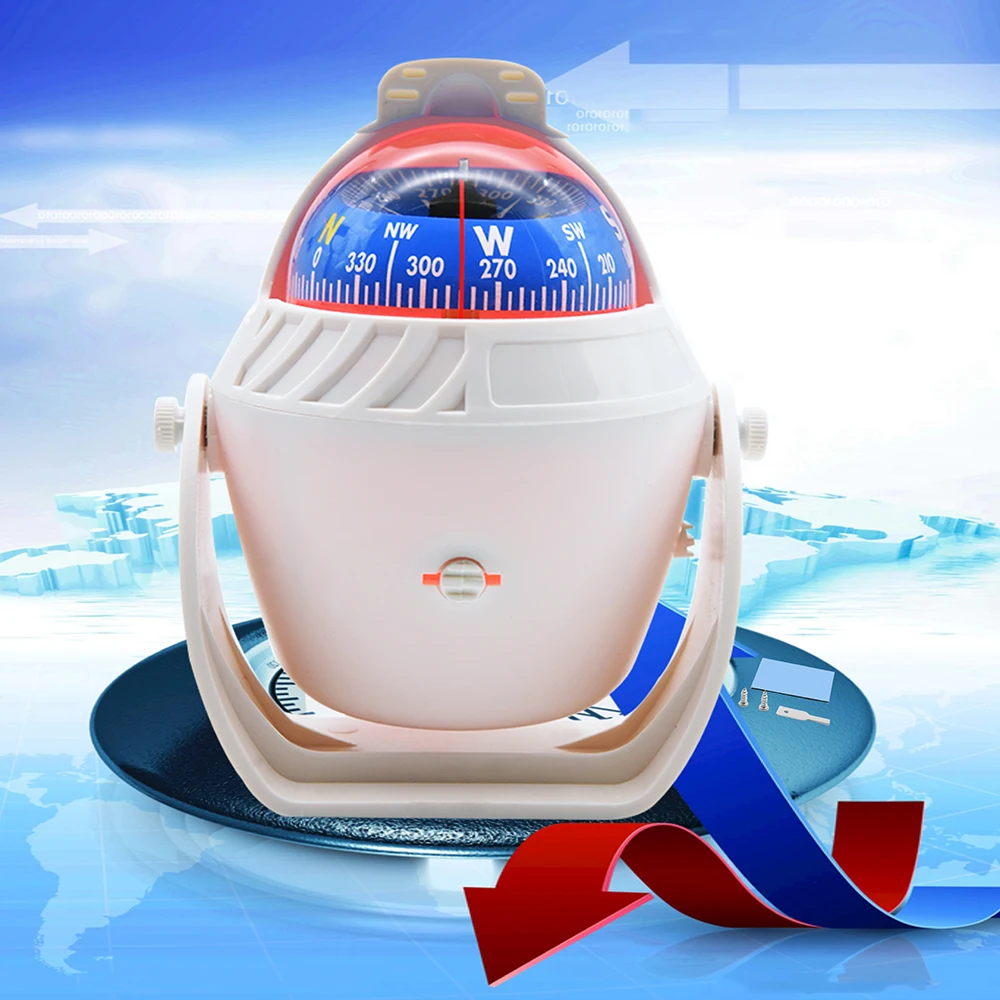 Car Dashboard Compass Sea Marine Boat Pivoting Guide Direction LED Light Electronic Navigation Compass for Vehicle Ship Camping