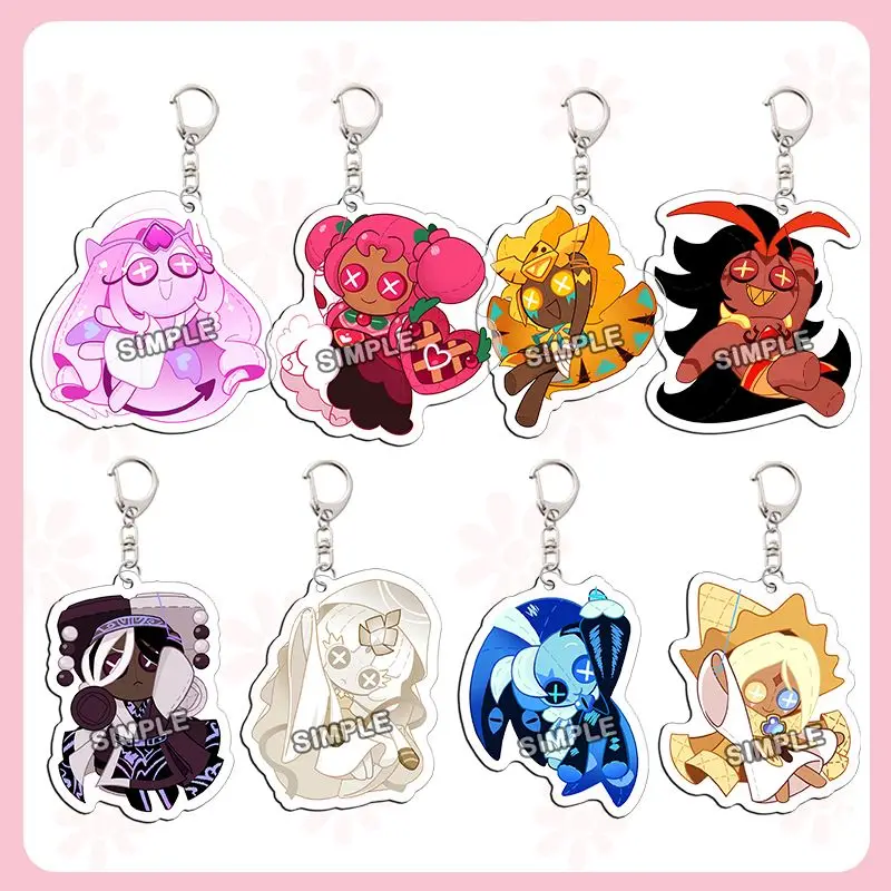 Llavero de Anime de galleta de vainilla para mujer, llavero acrílico de Cookie Run Kingdom, colgante de fresa para hombre, accesorios de adorno, regalo para Amiga