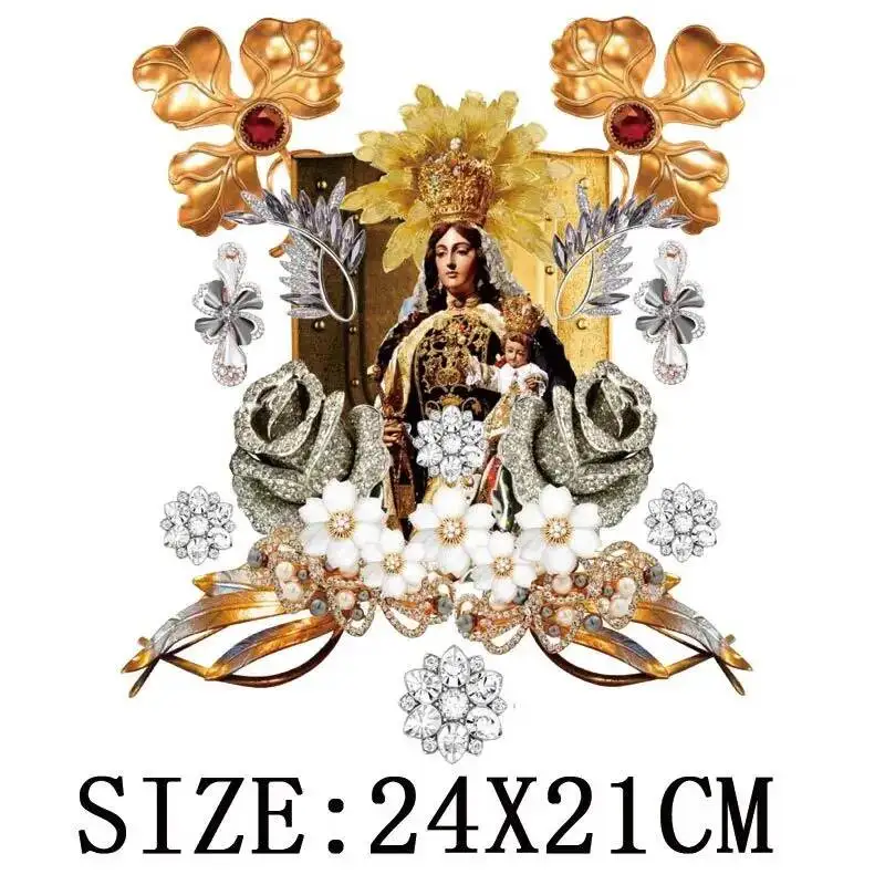 Beautiful Christian Mary Of Virgin Thermo Heat Transfer Sticker On Clothes DIY Washable Print-On T-Shirt Iron On Patches Decor