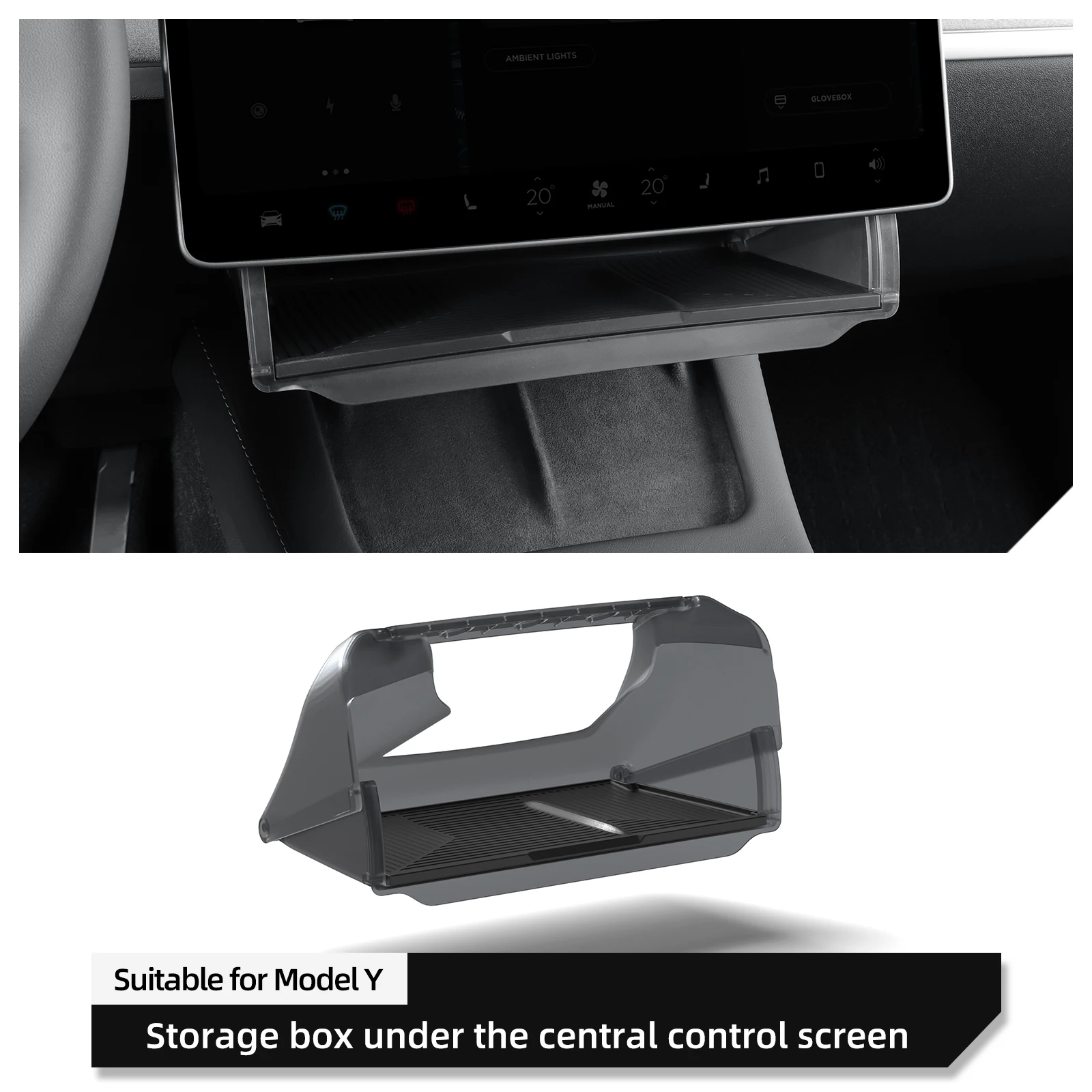 Voor Tesla Model Y 2024 Auto Opbergdoos Verborgen Organizer Case Lade Onder Het Centrale Controle Scherm Model 3 2021-2022