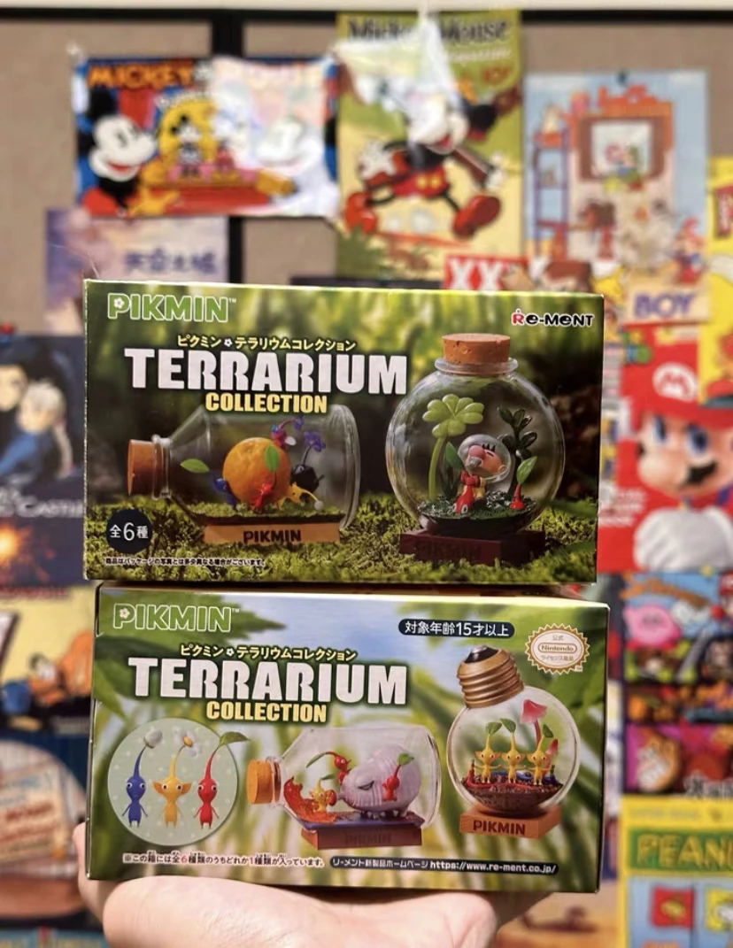 Em estoque original re-ment pikmin terrário coleção caixa cega jogo anime mini figuras brinquedos doces presentes para fãs crianças brinquedos