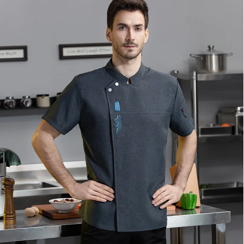 Chef Shirt For Men Women Restaurant Kitchen Cook Jacket Waiter Uniform Top Baker Embroidery Chef Clothes Short Sleeve