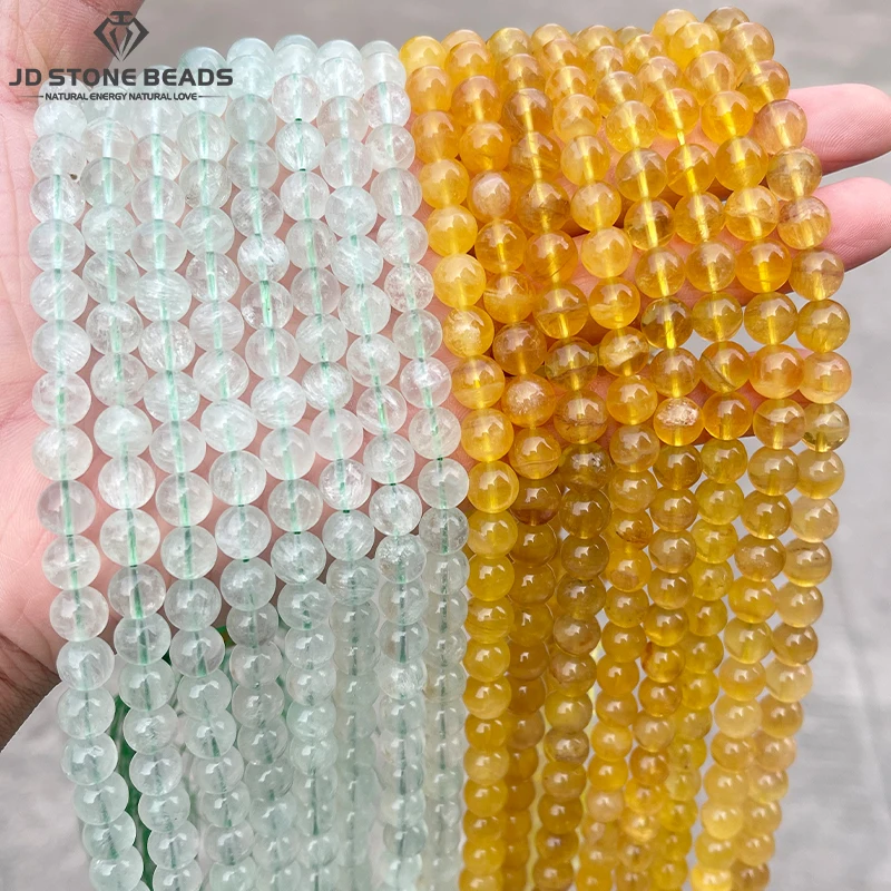 

Natural Stone Yellow Fluorite Beads Round Loose Spacer Gemstone Bead For Jewlery Making Diy Necklace Bracelet Accessory