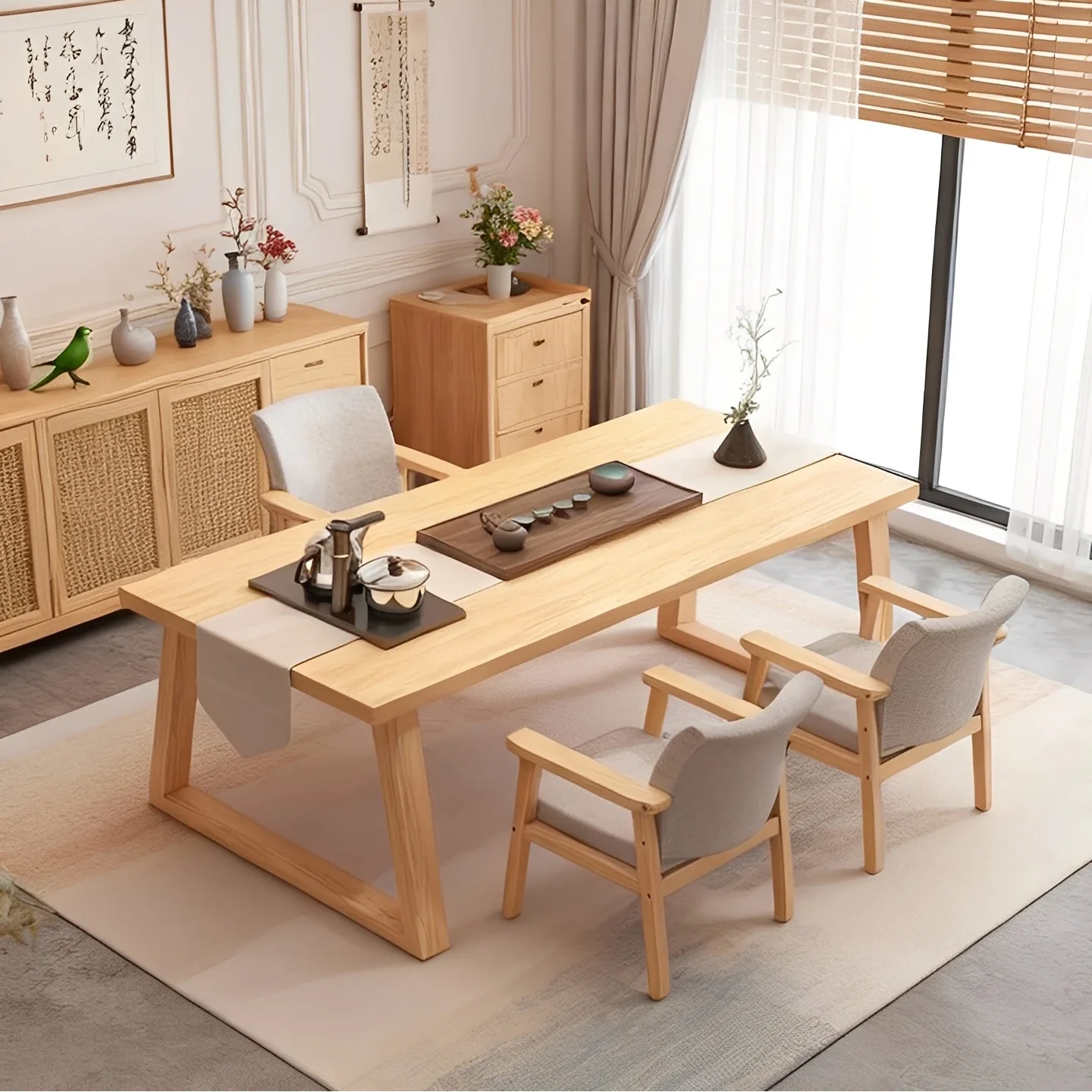 Tea table and chair combination living room home office desk  room reception  table   rectangular