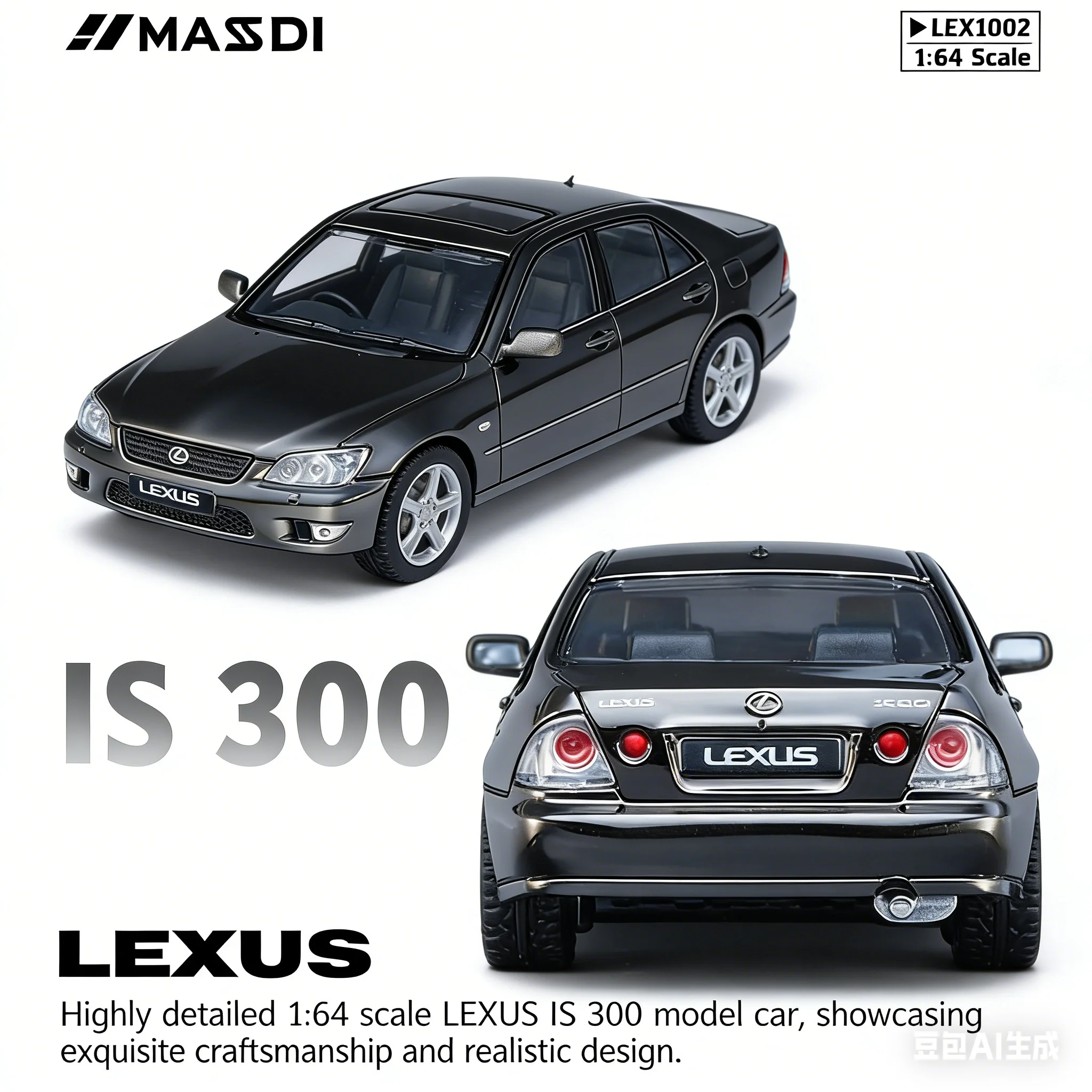 

MASDI Lexus IS300 2000 model alloy die-cast sports car model, realistic static figurine adult collectible boy toy holiday gift