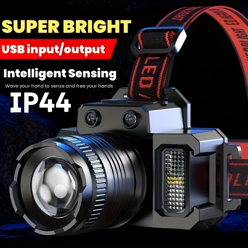 Powerful LED Headlamp Motion Sensor Headlight 18650 Rechargeable COB Head Flashlights High Power Head Lamp Fishing Headlight