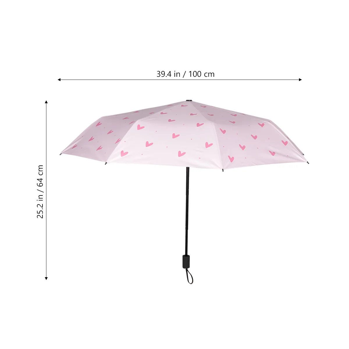 

Uv-Resistant Sun Umbrella Pink Heart Pattern Foldable Travel Umbrella For Women Men Lightweight Dual Purpose Rain Sun