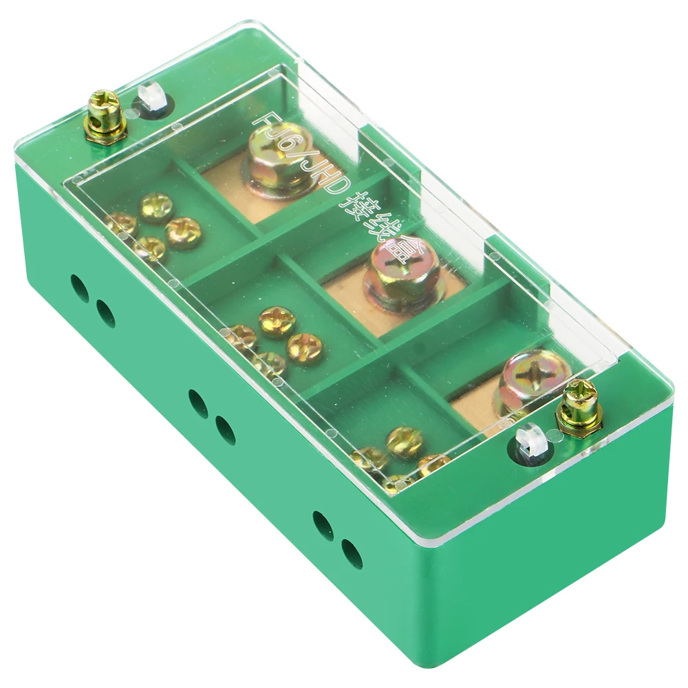 1 Piece Fj6 Three Phase Electrical Junction Box - 3 IN 6/9/12 Ports, Brass Terminal Block, Suitable for Household Distribution