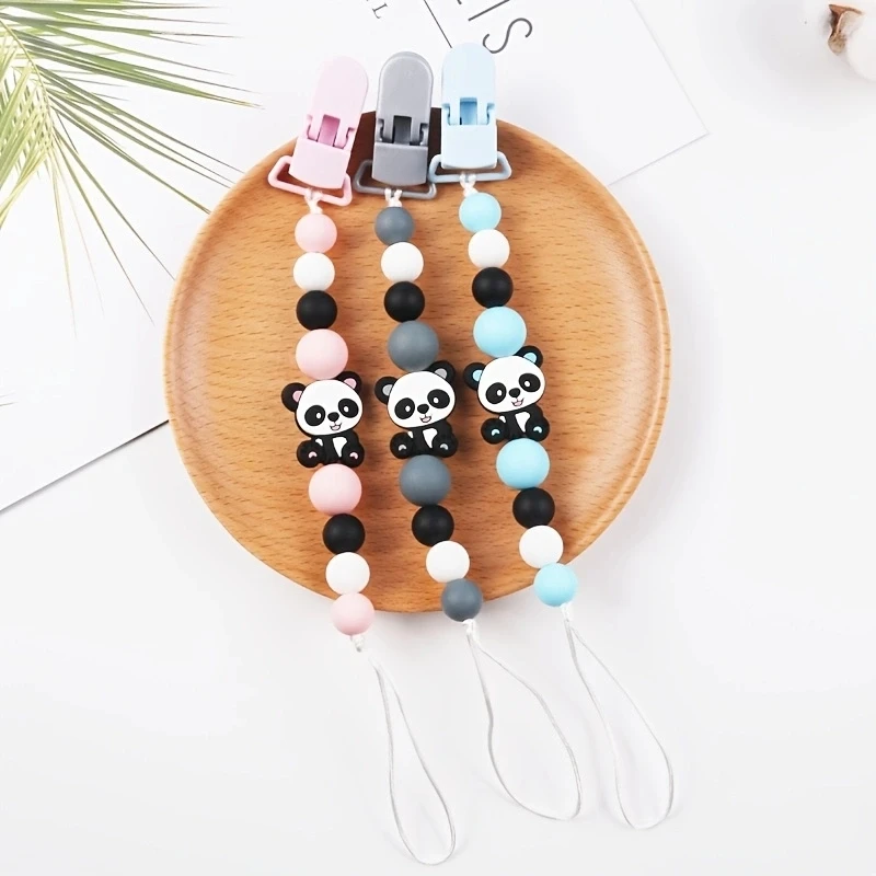 Baby Pacifier Chain Silicone Cartoon Panda  Pacifier Clips