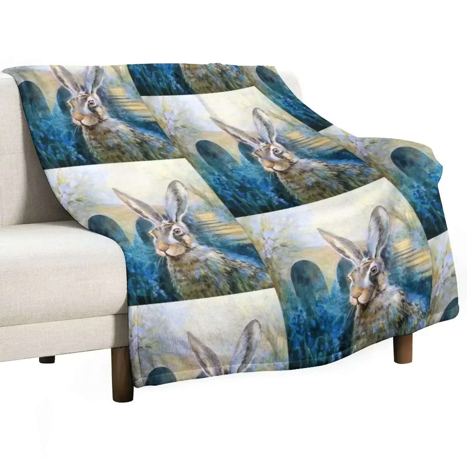 Bluebell Hare Throw Blanket sofa bed Winter beds decorative Designers Blankets