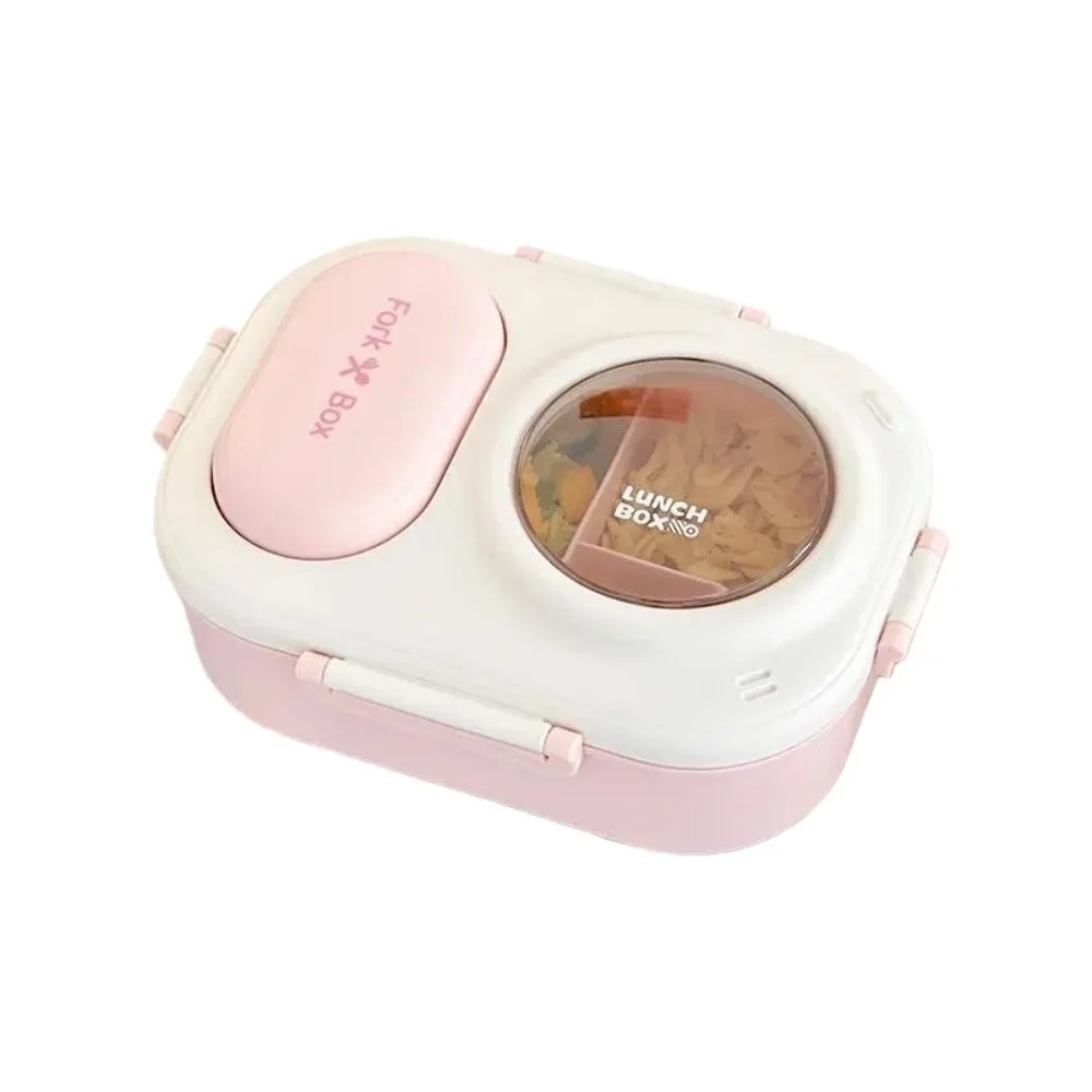 Portable Sealed Lunch Box with fork spoon Leak-proof Sweet 3 grids Lunch Box Bow Fresh Keeping Picnic Box Outdoor Activities