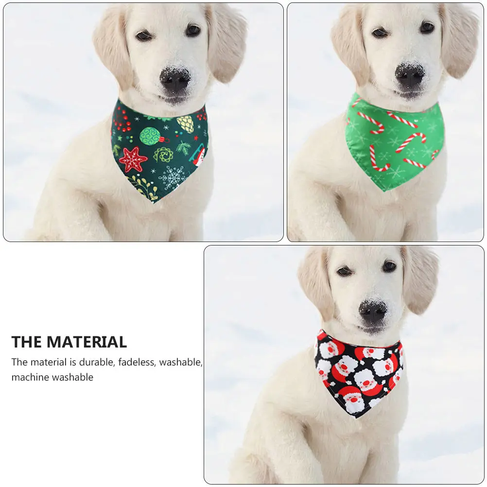 4pcs Pet Christmas Triangular Scarf Dog Bib Towel For Cats Dogs Bandana Saliva Absorbent Waterproof Adjustable Holiday Gift