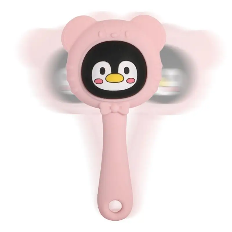 Morbido sonaglio per bambini carino massaggiagengive in silicone massaggiagengive multifunzionale per cartoni animati per bambini ragazzi ragazze sonaglio a mano in silicone facile da impugnare