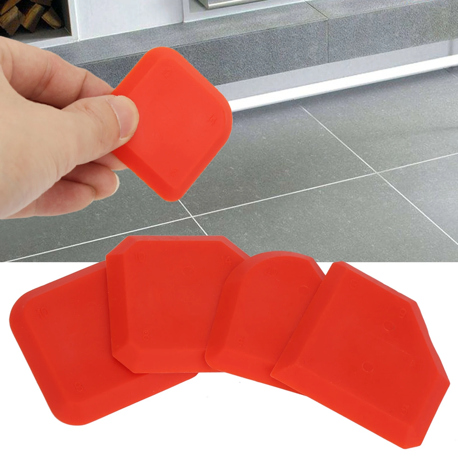 

4Pcs Silicone Glass Cement Scraper Sealant Grout Remover Home Finishing Caulking Tools Home Cleaning Hand Spatula Tool