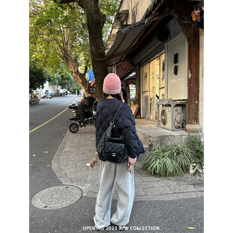 Deeptown Baggy Casual Grey Sweatpants Woman Korean Fashion Basic Wide Leg Thick Pants Autumn Harajuku High Waist New Trousers