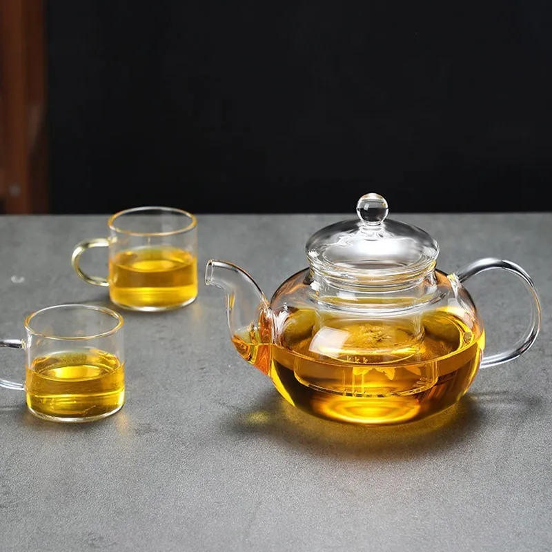 260ml To 1000ml Filterable Teaware Home Heat-resistant Glass Teapots Durable Kitchen Glass Flower Tea Pot Heatable Glass Tea Set