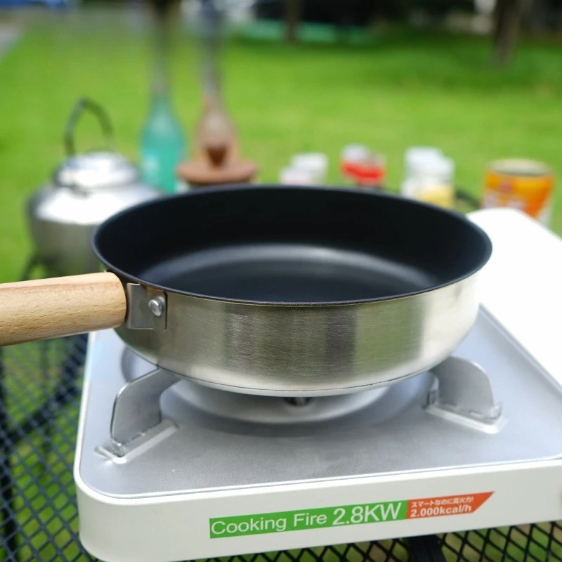 

1 шт., уличная антипригарная сковорода для кемпинга, индукционная плита из нержавеющей стали, газовая универсальная портативная сковорода для пикника, инструменты для барбекю