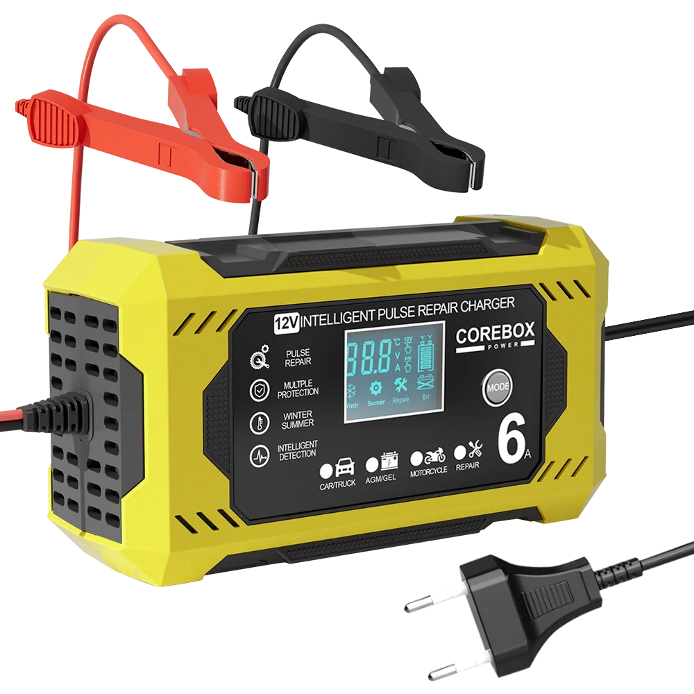 12V/6A Multifunctional Smart Car Battery Charger Pulse Repair Battery Charging Intelligent High Power For Motorcycle SUV Truck