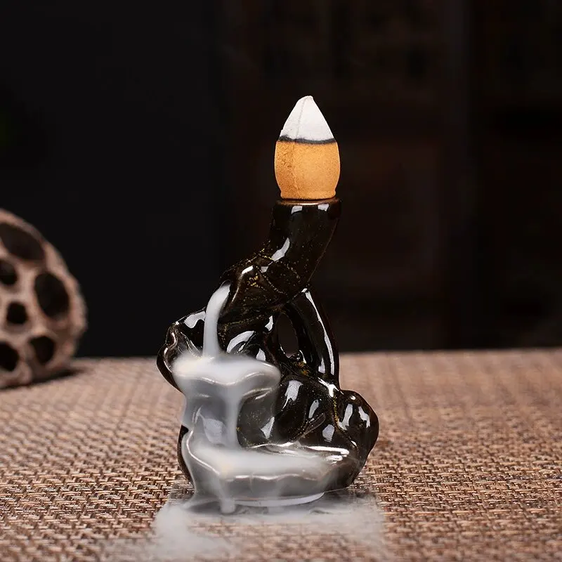 Retro Ceramics Backflow Incense Burner Smoke Waterfall Incense Holder Mini Home Decor Ornaments Sandalwood Cone Censers