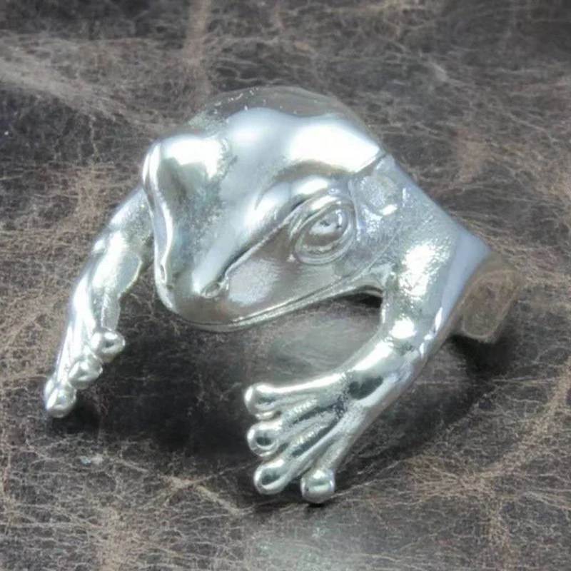 Retro Cute Frog Ring For Women Silver Color Gothic Animal Ring Female Charm Jewelry Gift Party Travl Accessories