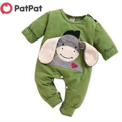 PatPat New Spring and Autumn Baby Boys / Girls Jumpsuits Donkey Embroidery 3D Ear Design Long-sleeve Jumpsuit for Baby Clothes