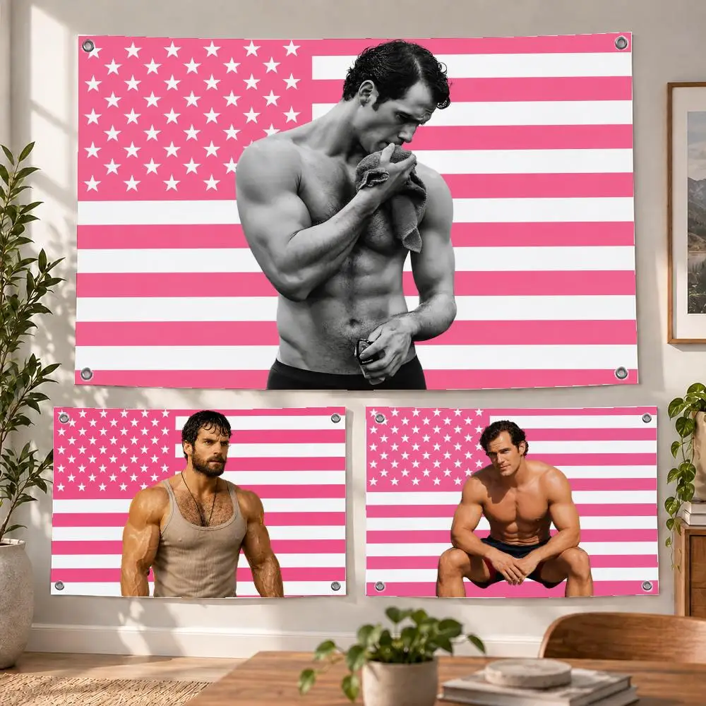 Celebrity Actor Henry Cavill Flags Decorative Flag Banner Indoor Bedroom Dorm Gaming Room Wall Party Club Decor Fan Gift