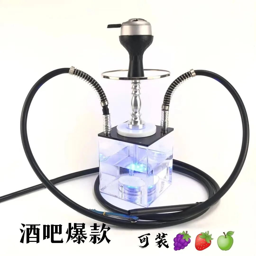 Colorful LED acrylic pot can hold a full set of fruit smoke paste charcoal.