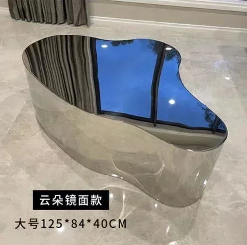 واحد من أفضل طاولة عرض فاخرة من الفولاذ المقاوم للصدأ على شكل إبداعي بسيط لغرفة المعيشة وطاولة قهوة في مقهى الفندق #4