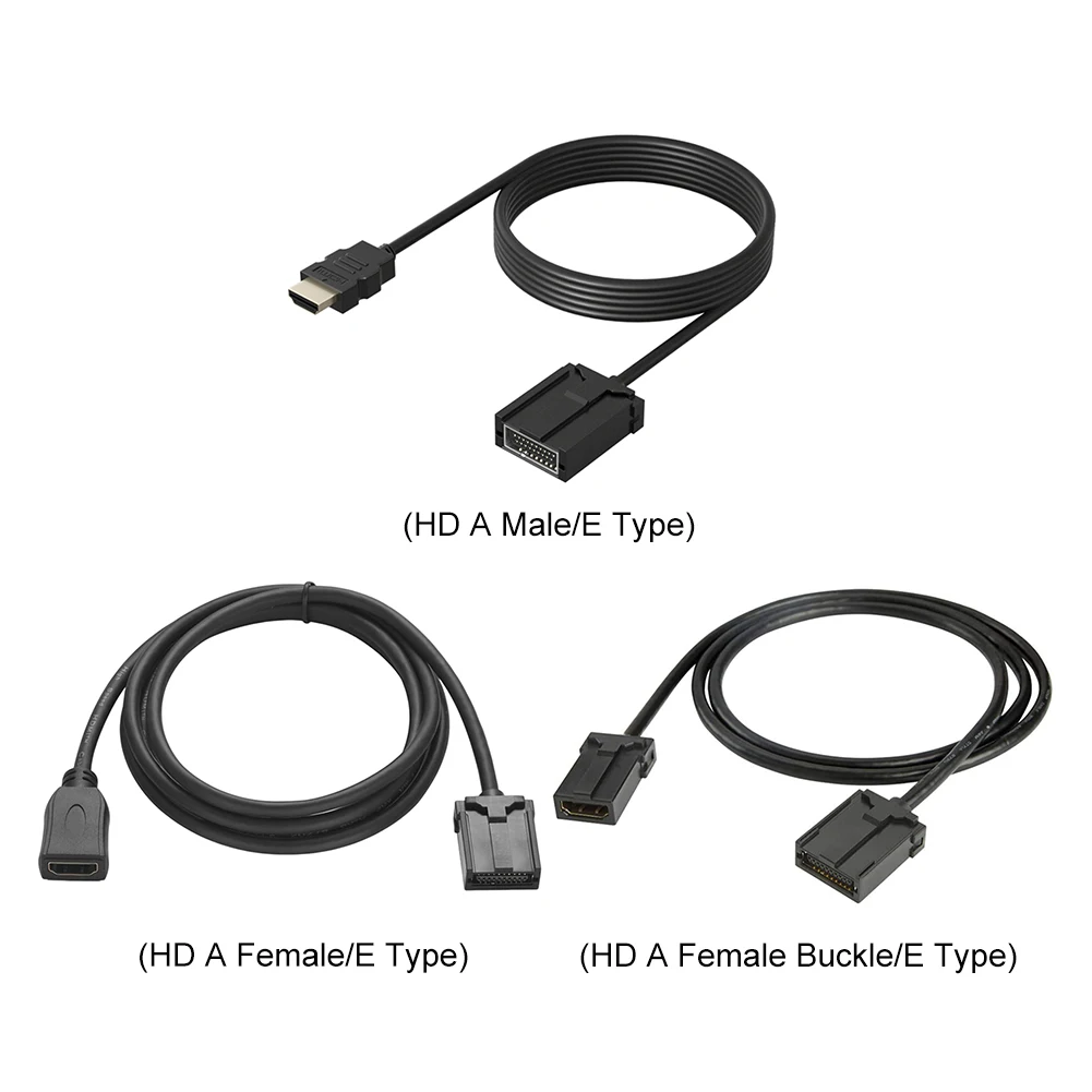 كابل متوافق مع HDMI E من النوع إلى كابل فيديو عالي الدقة للسيارة من النوع E إلى سلك موصل فيديو عالي الدقة أنثى للسيارات