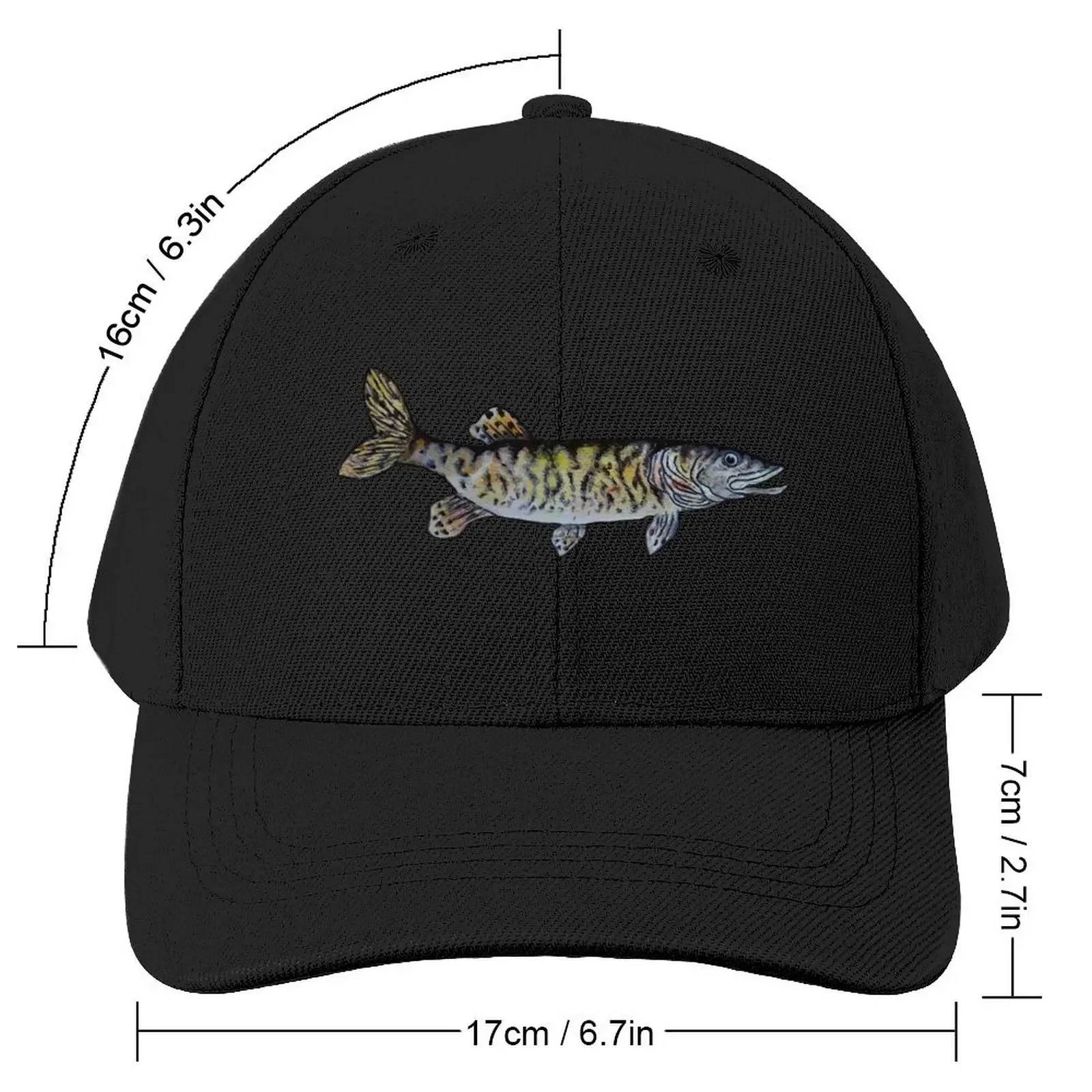 Musky Fish Illustration - Olive Green Baseball Cap birthday Thermal Visor Sunhat Wild Ball Hat Elegant Women's Hats Men's