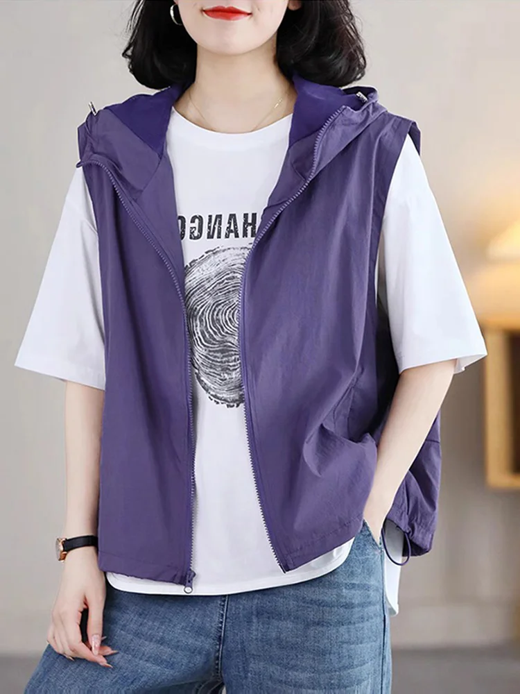 

Женский модный повседневный универсальный летний жилет 2026 года с защитой от солнца, на молнии, тонкий, стандартной длины, с оптимальной теплосберегающей функцией