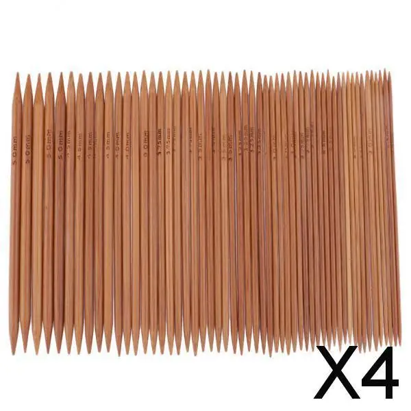 2-4pack 55pcs Double Pointed Knitting Needles Set Carbonized Bamboo Knitting