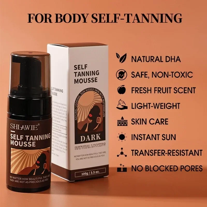 

100ml Tanning Mousse for Beach Outdoor Sunless SelfTanning Skin Bronzer Wheat for The Desired Skin Tone Healthy Harmless Natural