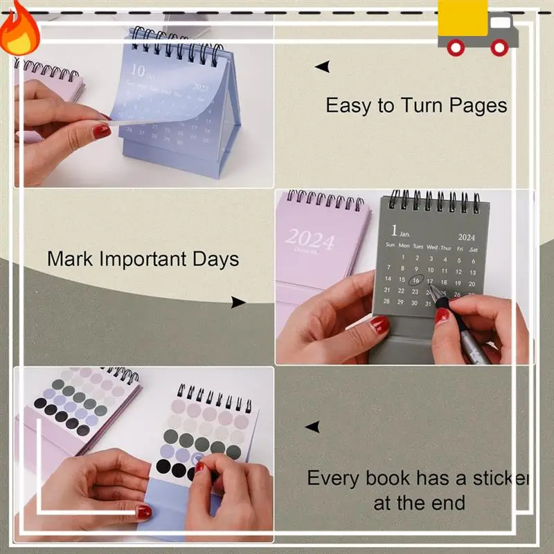 

Discount-Mini Desk Calendar 2024 Runs From Oct 2023 Until Dec 2024 Small Desktop Calendar 6Piece