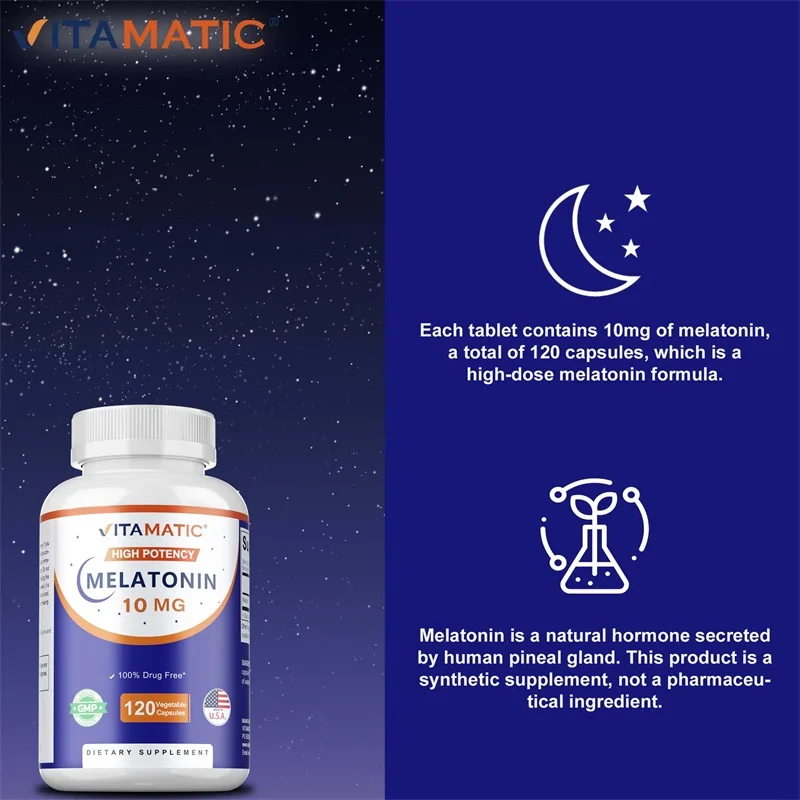 Melatonin 10 Mg - Healthy Circadian Rhythm, Supports Fall Asleep Faster, Promotes Sleep Quality Relaxation view 3
