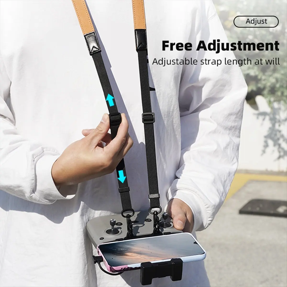 For MINI 3/4 Pro Remote Control Back Strap Lanyard Buckle Bracket Drone Remote Control Lanyard Denim + microfiber